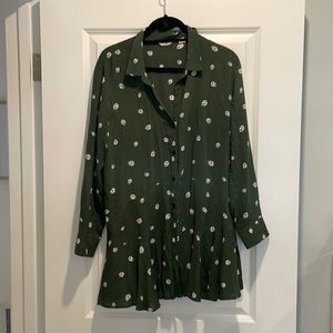 Anthropologie Olive Green Lady Bug Tunic Top Size Medium